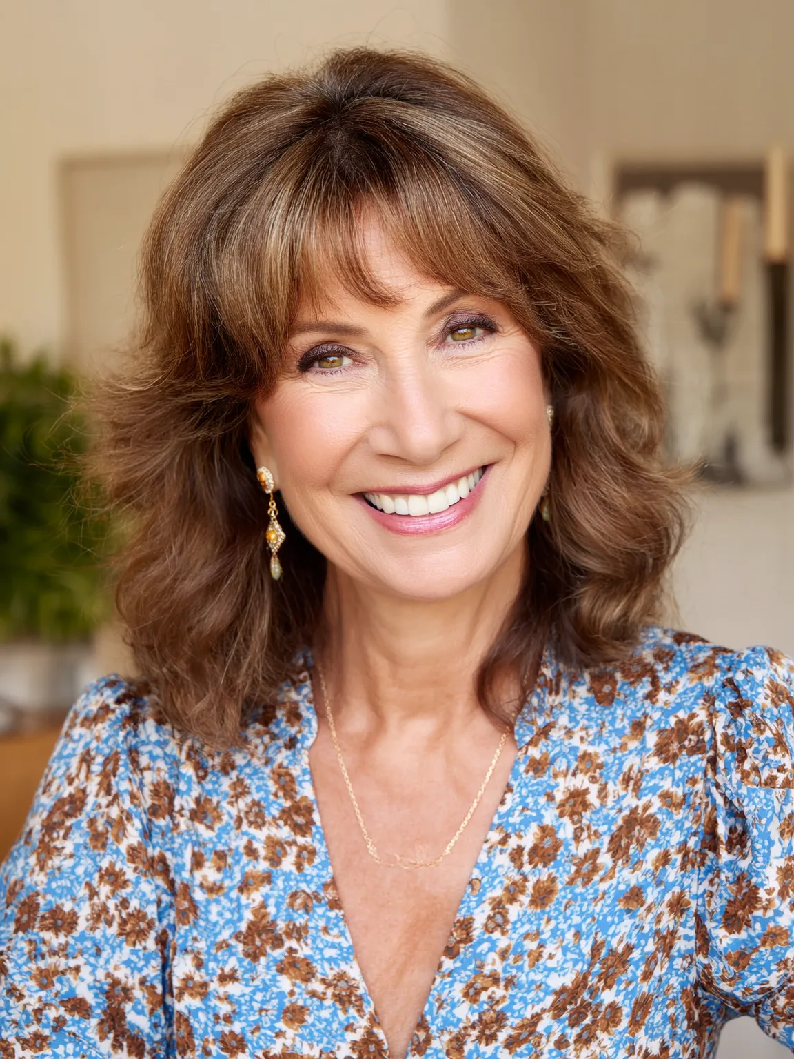 Shoulder-Length Layered Shag with Wispy Bangs